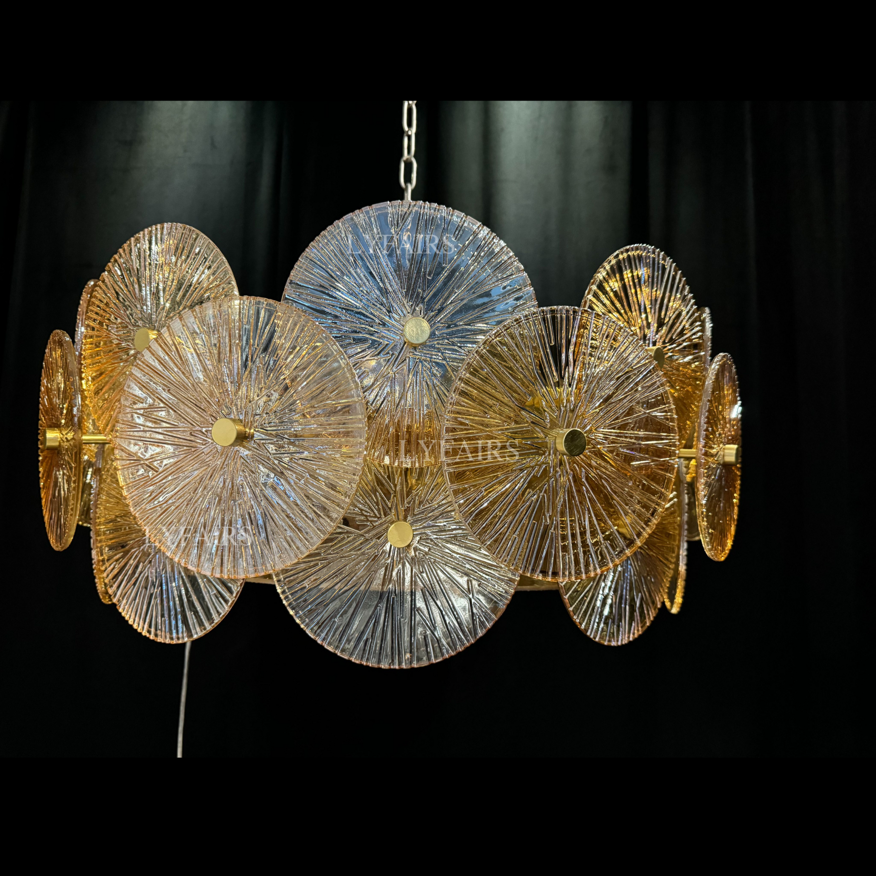 Light Luxury Art Design Creative Round Multi-tiered Glass Chandelier for Living Room/Bedroom