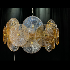 Light Luxury Art Design Creative Round Multi-tiered Glass Chandelier for Living Room/Bedroom