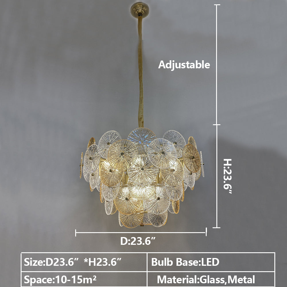 Light Luxury Art Design Creative Round Multi-tiered Glass Chandelier for Living Room/Bedroom
