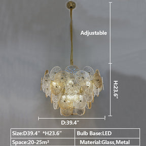Light Luxury Art Design Creative Round Multi-tiered Glass Chandelier for Living Room/Bedroom