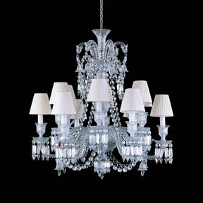 Light Luxury Classic Short Version Tiered Candle Light Crystal Chandelier for High-ceiling Rooms/Living Room