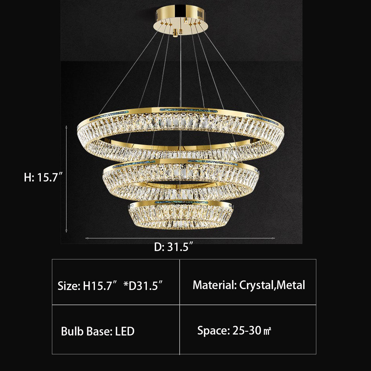 Light Luxury Creative Multi-layer Shell Crystal Art Chandelier for Living/Dining Room
