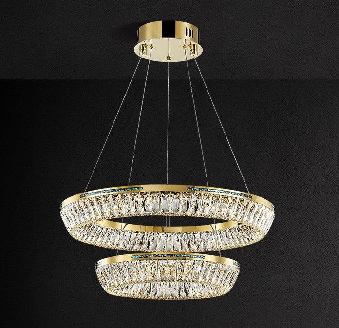Light Luxury Creative Multi-layer Shell Crystal Art Chandelier for Living/Dining Room