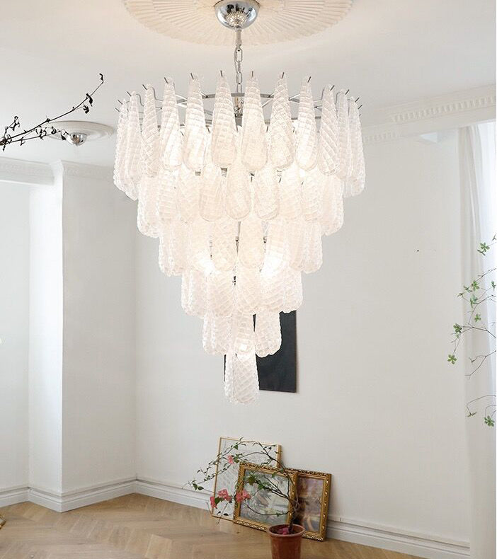 Light Luxury Multi-layered Teardrop Waterfall Chandelier for Living Room/Bedroom