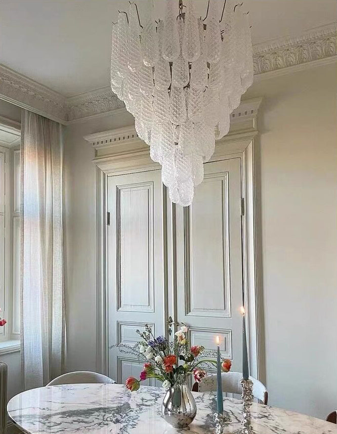 Light Luxury Multi-layered Teardrop Waterfall Chandelier for Living Room/Bedroom