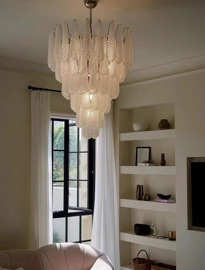 Light Luxury Multi-layered Teardrop Waterfall Chandelier for Living Room/Bedroom