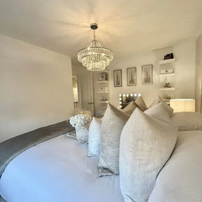 Light Luxury Round Tiered Crystal Chandelier for Living Room/Bedroom