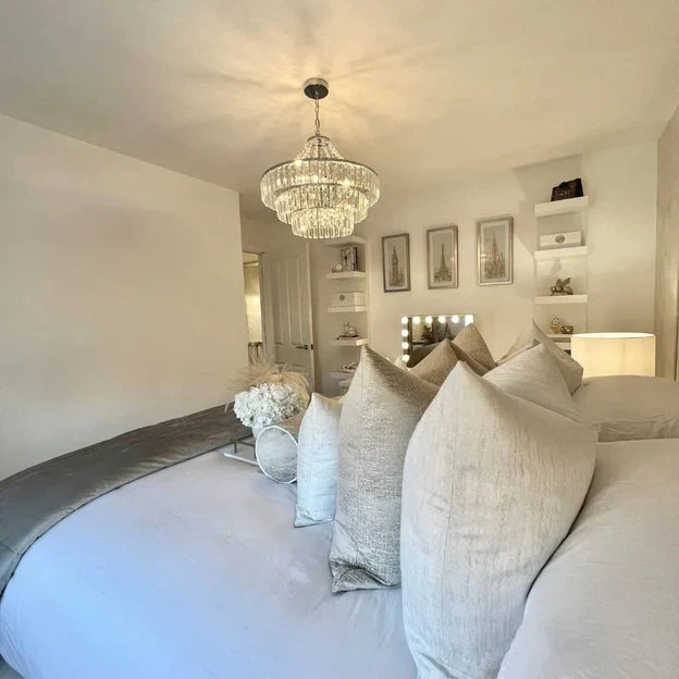 Light Luxury Round Tiered Crystal Chandelier for Living Room/Bedroom