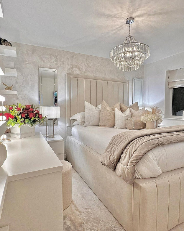 Light Luxury Round Tiered Crystal Chandelier for Living Room/Bedroom