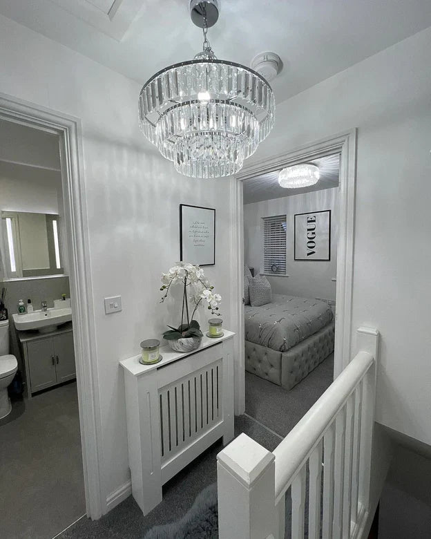 Light Luxury Round Tiered Crystal Chandelier for Living Room/Bedroom