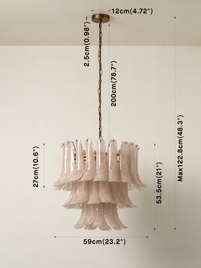 Lonso Taupe Mid-Century Brass & Glass Chandelier – Vintage Glam