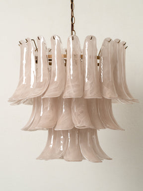 Lonso Taupe Mid-Century Brass & Glass Chandelier – Vintage Glam