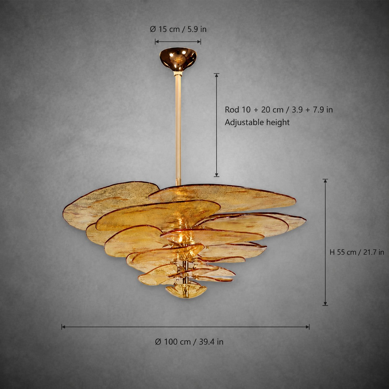 Living Room/Dining Room Chandelier – Artisan Murano Style Petal Cascade