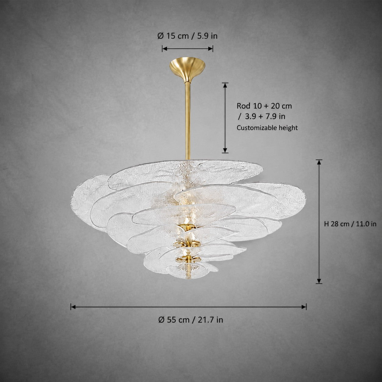 Living Room/Dining Room Chandelier – Artisan Murano Style Petal Cascade
