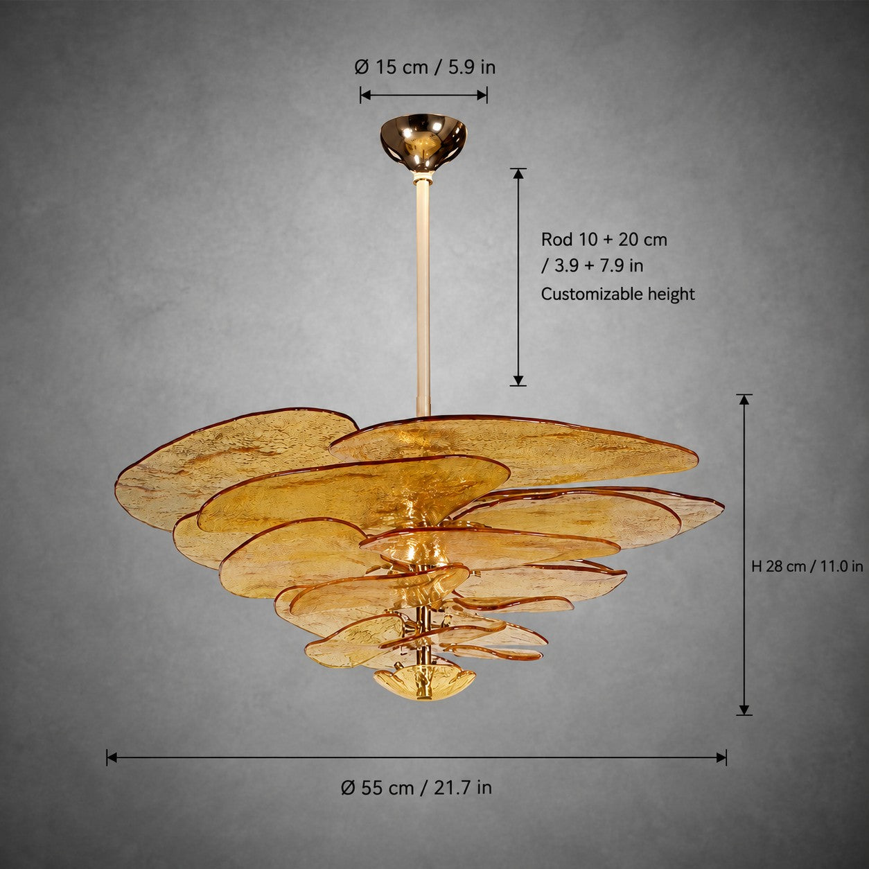 Living Room/Dining Room Chandelier – Artisan Murano Style Petal Cascade