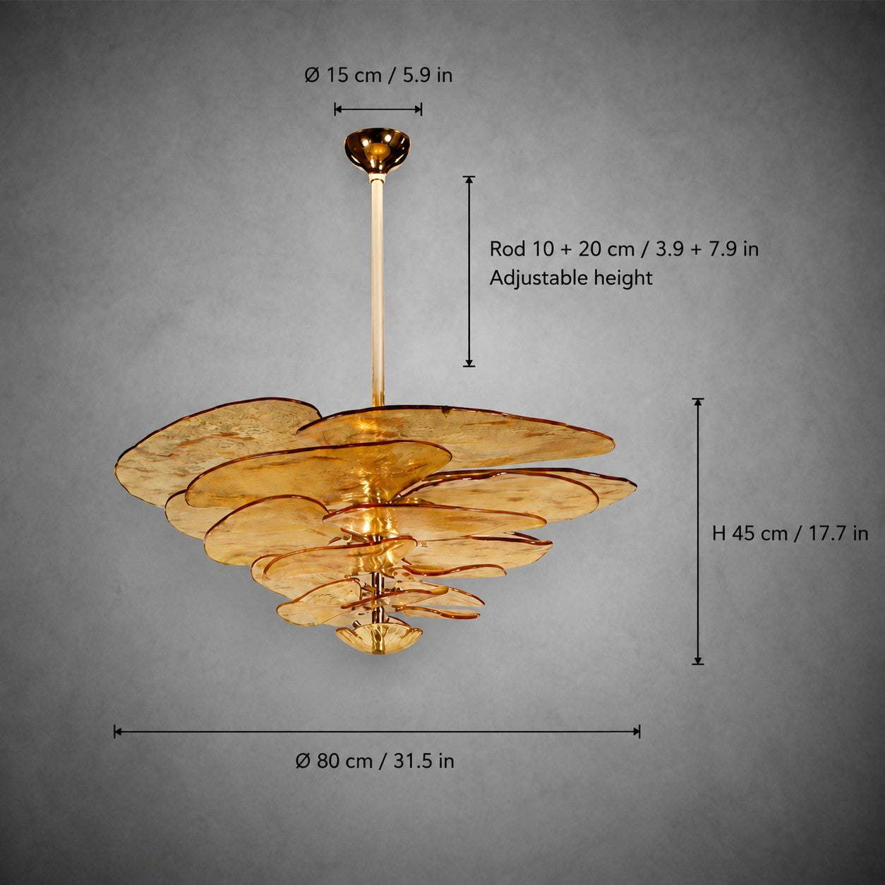 Living Room/Dining Room Chandelier – Artisan Murano Style Petal Cascade