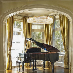 Lohan 31.5" Modern LED Crystal Chandelier: Dazzling, Adjustable, Gold-Finished, for Dining & Living Spaces