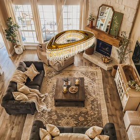 Lohan 31.5" Modern LED Crystal Chandelier: Dazzling, Adjustable, Gold-Finished, for Dining & Living Spaces