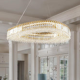 Lohan 31.5" Modern LED Crystal Chandelier: Dazzling, Adjustable, Gold-Finished, for Dining & Living Spaces