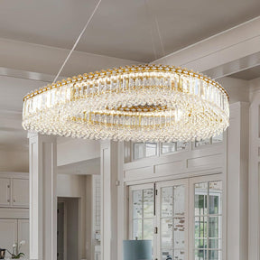Lohan 31.5" Modern LED Crystal Chandelier: Dazzling, Adjustable, Gold-Finished, for Dining & Living Spaces