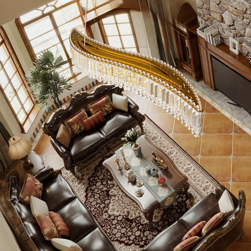 Lohan 31.5" Modern Luxury Geometric LED Crystal Kitchen Island Chandelier