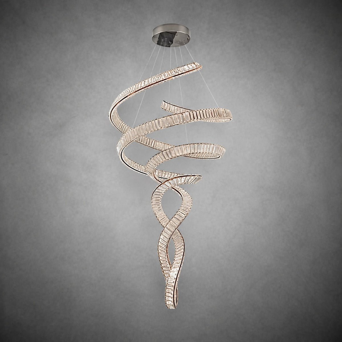 Long Spiral Crystal Ribbon Chandelier