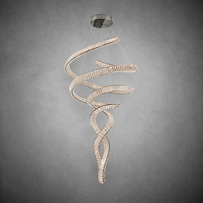 Long Spiral Crystal Ribbon Chandelier