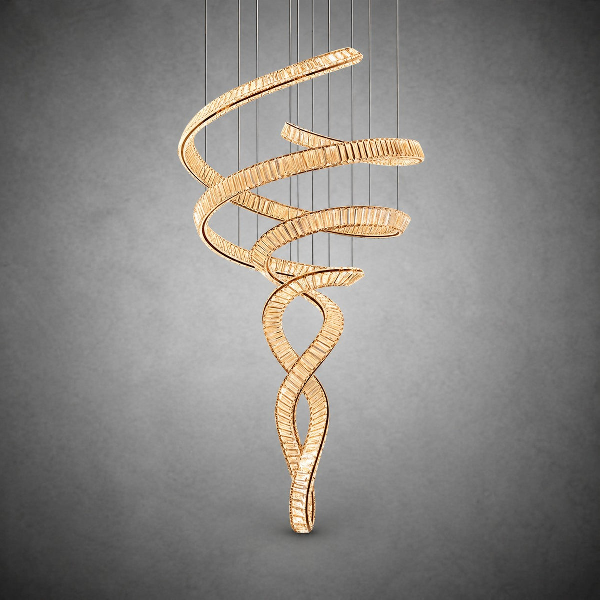 Long Spiral Crystal Ribbon Chandelier