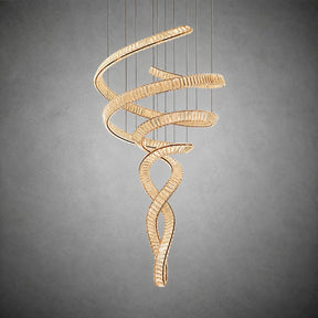 Long Spiral Crystal Chandelier with Stainless Steel Frame