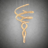 Long Spiral Crystal Chandelier with Stainless Steel Frame