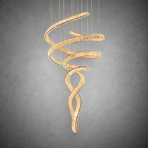 Long Spiral Crystal Chandelier with Stainless Steel Frame