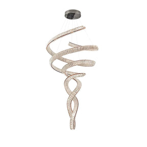 Elegant Long Spiral Crystal Chandelier with Stainless Steel Frame