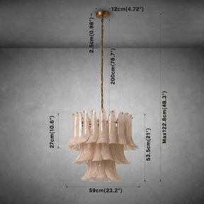 Lonso Taupe Mid-Century Brass & Glass Chandelier – Vintage Glam