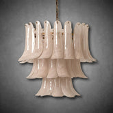 Lonso Taupe Mid-Century Brass & Glass Chandelier – Vintage Glam