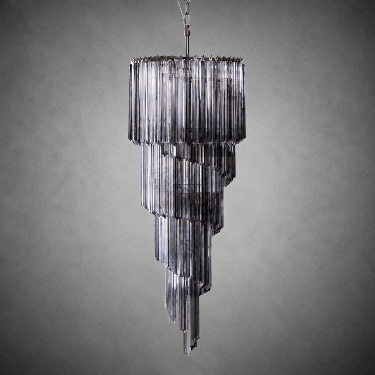 Chandelier  Lucente Noir Spiral Grey Glass Nickel