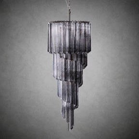 Chandelier  Lucente Noir Spiral Grey Glass Nickel