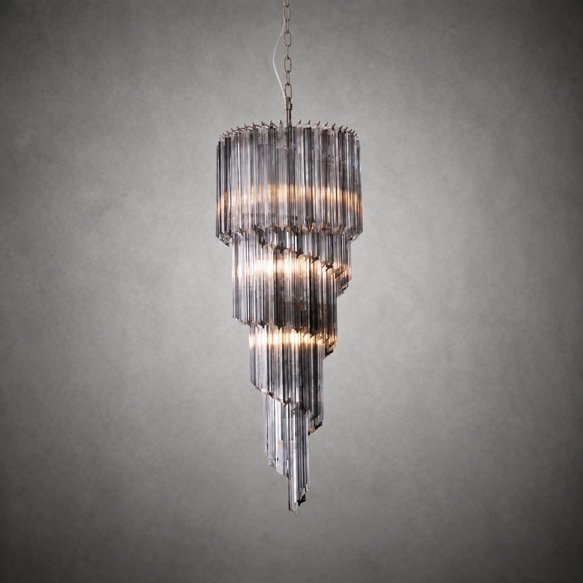 Chandelier  Lucente Noir Spiral Grey Glass Nickel