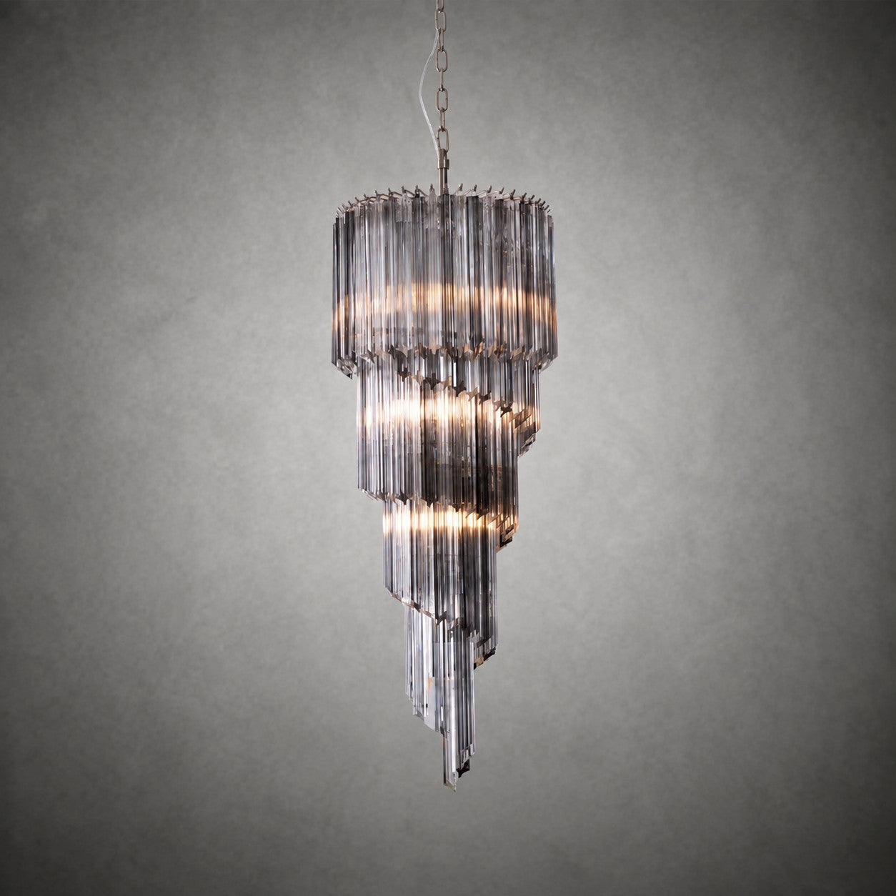 Chandelier  Lucente Noir Spiral Grey Glass Nickel
