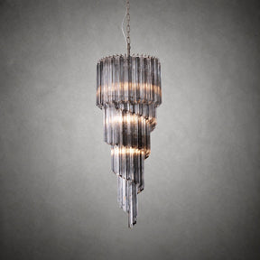 Chandelier  Lucente Noir Spiral Grey Glass Nickel