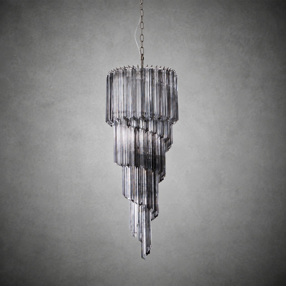 Chandelier  Lucente Noir Spiral Grey Glass Nickel
