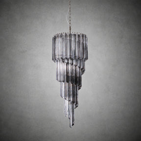 Chandelier  Lucente Noir Spiral Grey Glass Nickel