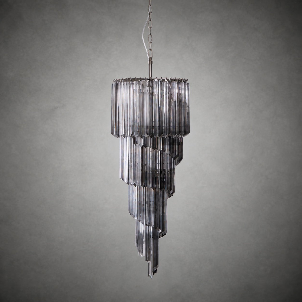 Chandelier  Lucente Noir Spiral Grey Glass Nickel