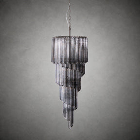 Chandelier  Lucente Noir Spiral Grey Glass Nickel