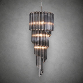 Chandelier  Lucente Noir Spiral Grey Glass Nickel