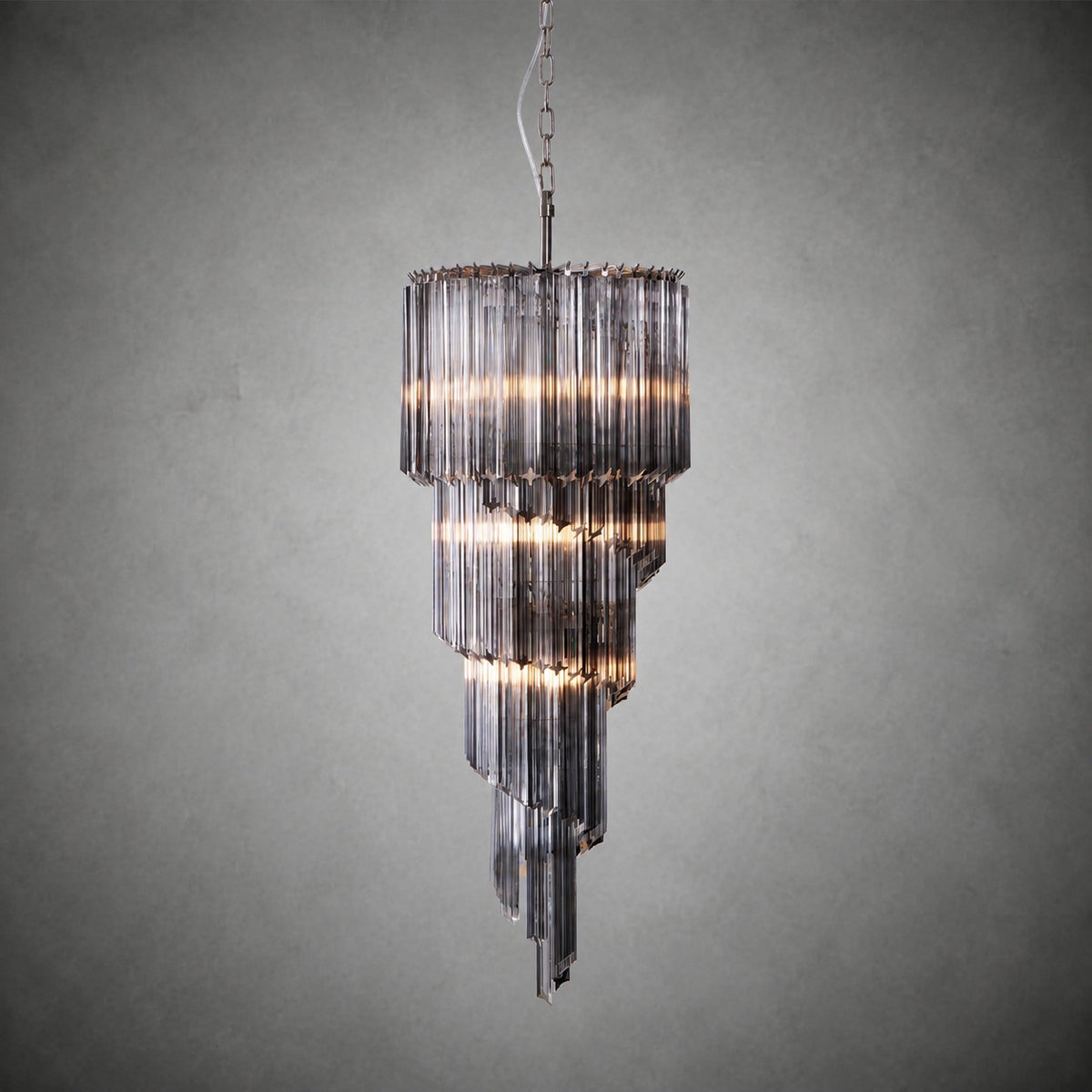 Chandelier  Lucente Noir Spiral Grey Glass Nickel