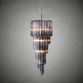 Chandelier  Lucente Noir Spiral Grey Glass Nickel