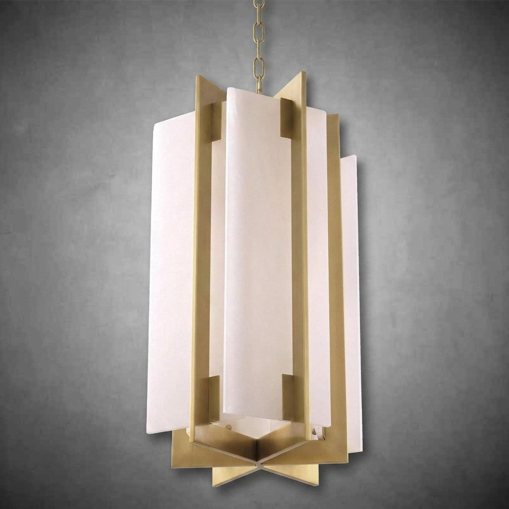 Lugano Modern Brass Chandelier - (Antique Brass Finish | Alabaster)