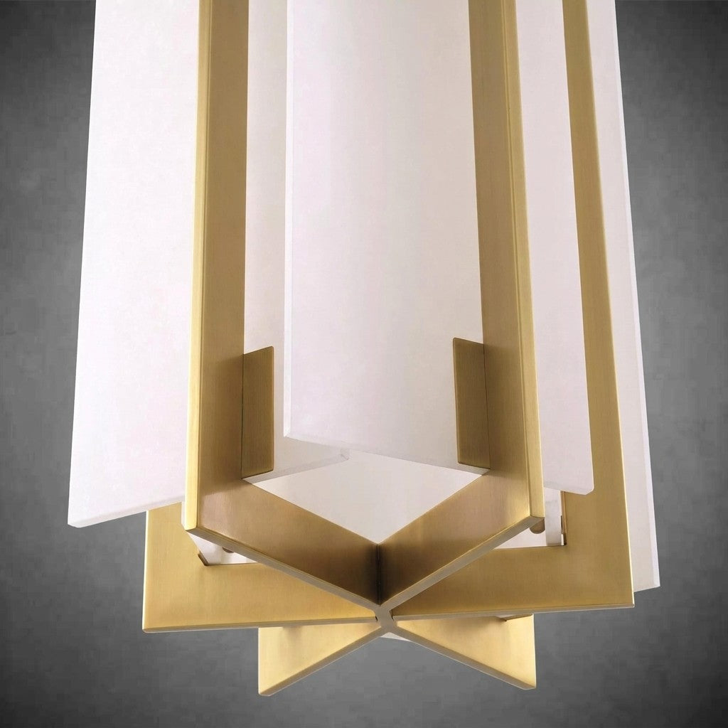 Lugano Modern Brass Chandelier - (Antique Brass Finish | Alabaster)