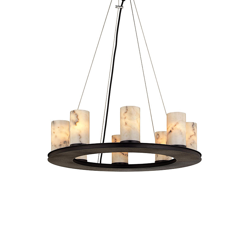 Luna Round Industrial Candelabra Round Black Chandelier