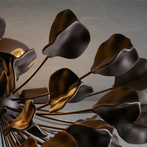 Lunaria Ceramic Petal Flush Mount Chandelier – Brass & Bronze